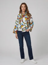 Abstract Print Asymmetrical Jacket - White Video