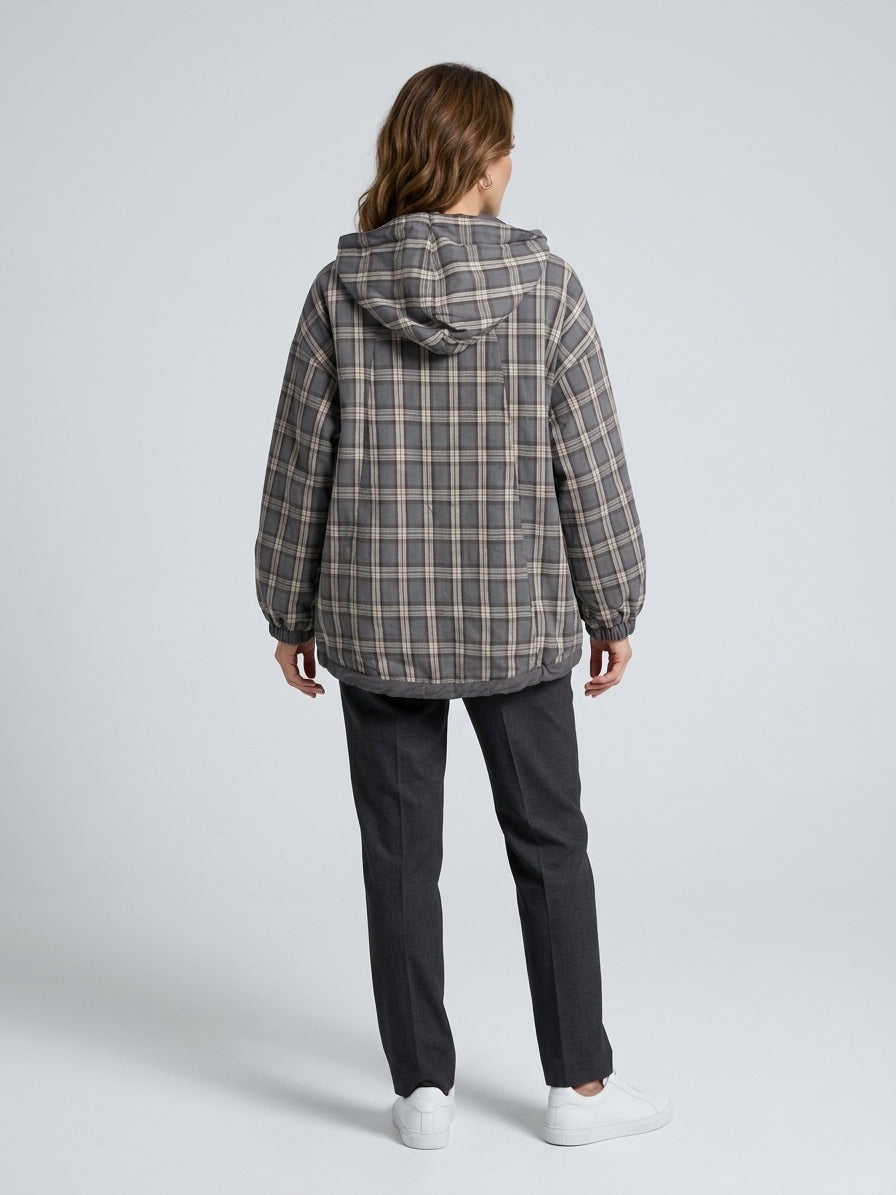 Check Hooded Jacket - Light Blue (2)