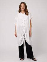 Asymmetric Drawstring Tunic - White