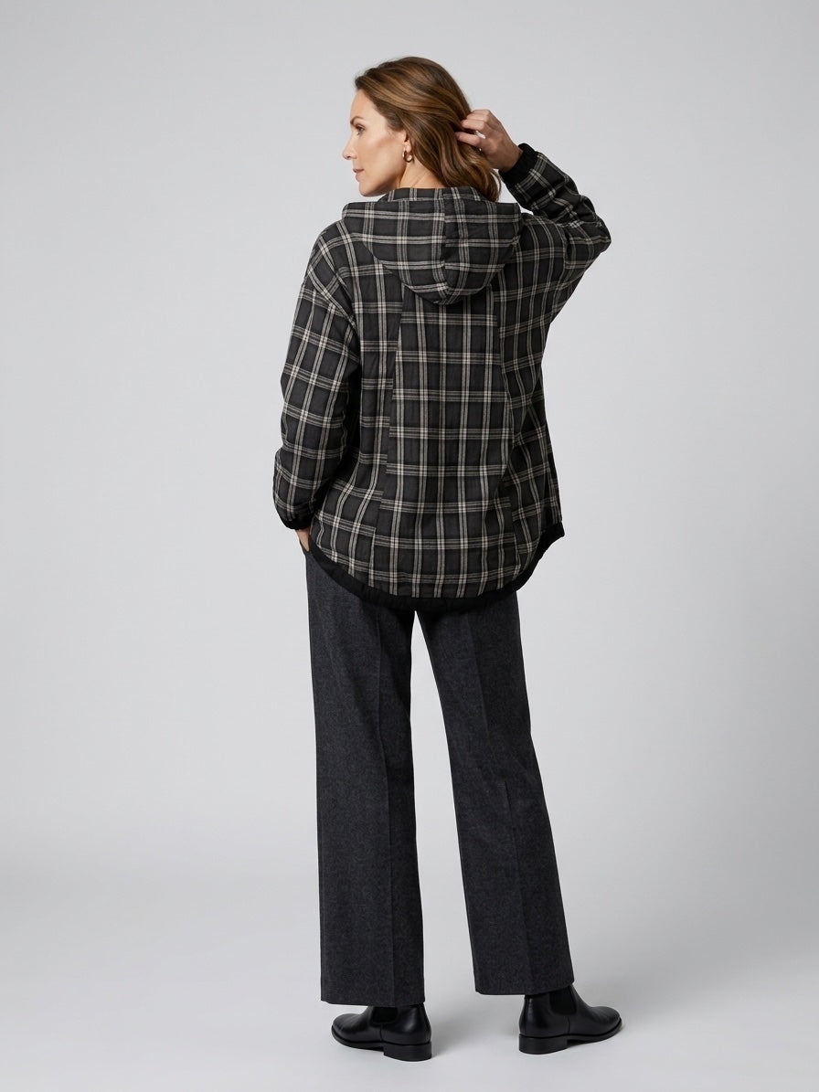 Check Hooded Jacket - Charcoal (2)