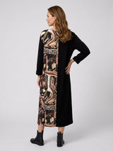 Asymmetric Print Panel Dress - Black (2)