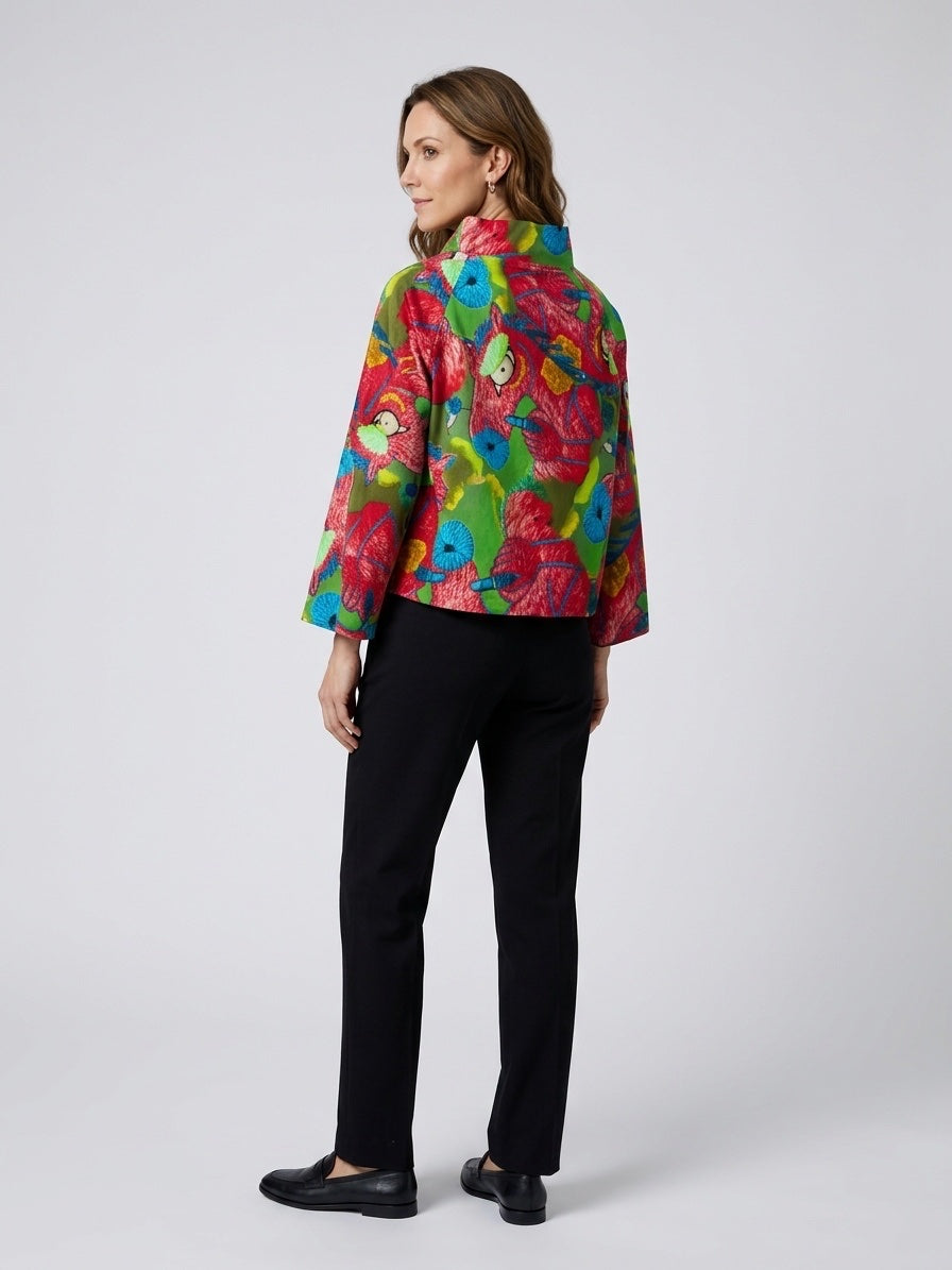 Artistic Print Cowl Neck Blouse - Coral (2)
