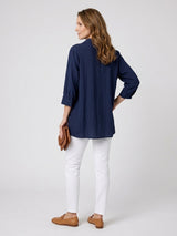 Textured Layered Tunic Shirt - Navy Blue (2)