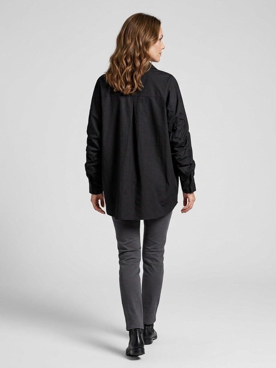 Relaxed Fit Button-Down Shirt - Black (2)