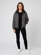 Check Hooded Jacket - Charcoal