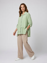 Textured Layered Tunic Shirt - Light Green