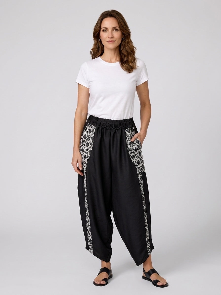 Statement Panel Trousers - Black