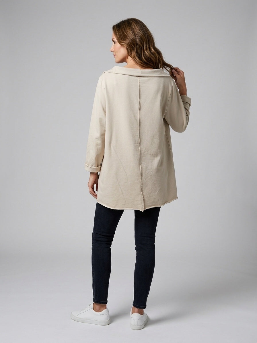 Asymmetric Draped Tunic - Beige (2)