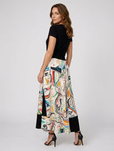 Wide-Leg Trousers with Abstract Hem Print - Black (2)
