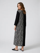 Asymmetric Midi Dress with Stripe Detail - Black (2)